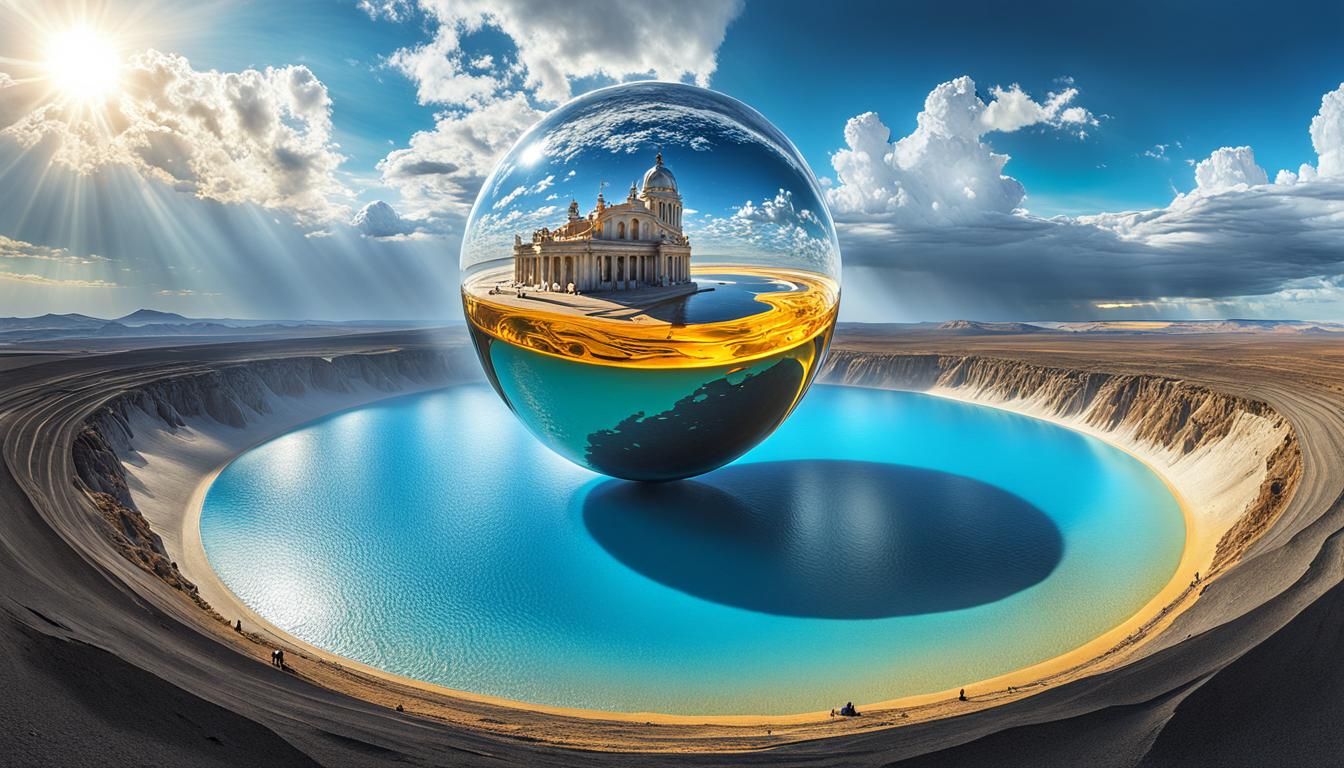 Surreal Time Illusion in Oil, Detailed Panoramic View