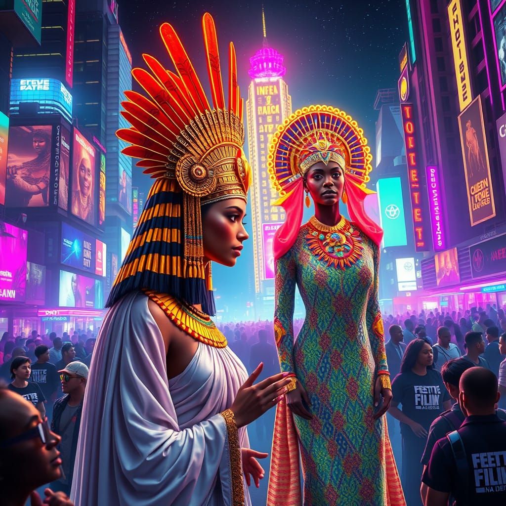 Cyberpunk Queens in Neon Metropolis