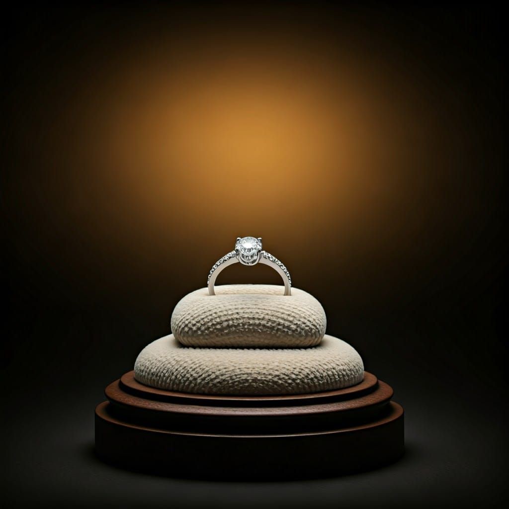 Luxurious Diamond Ring in Golden Lighting