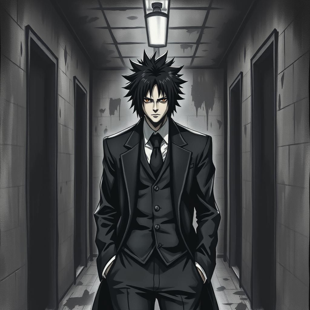 Madara Uchiha in Court: Street Art Charcoal Drawing