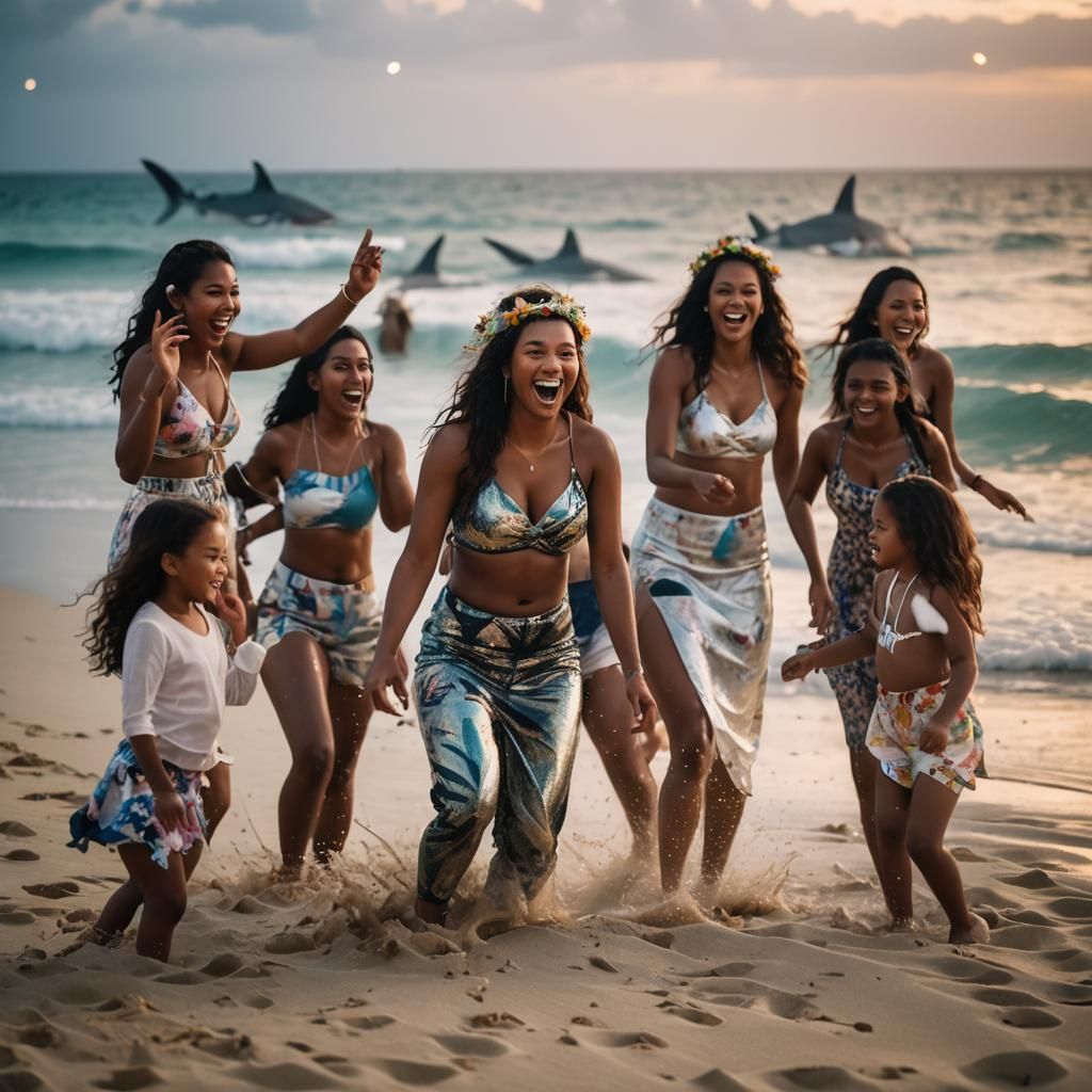 Island Girls Party Watched by Sharks