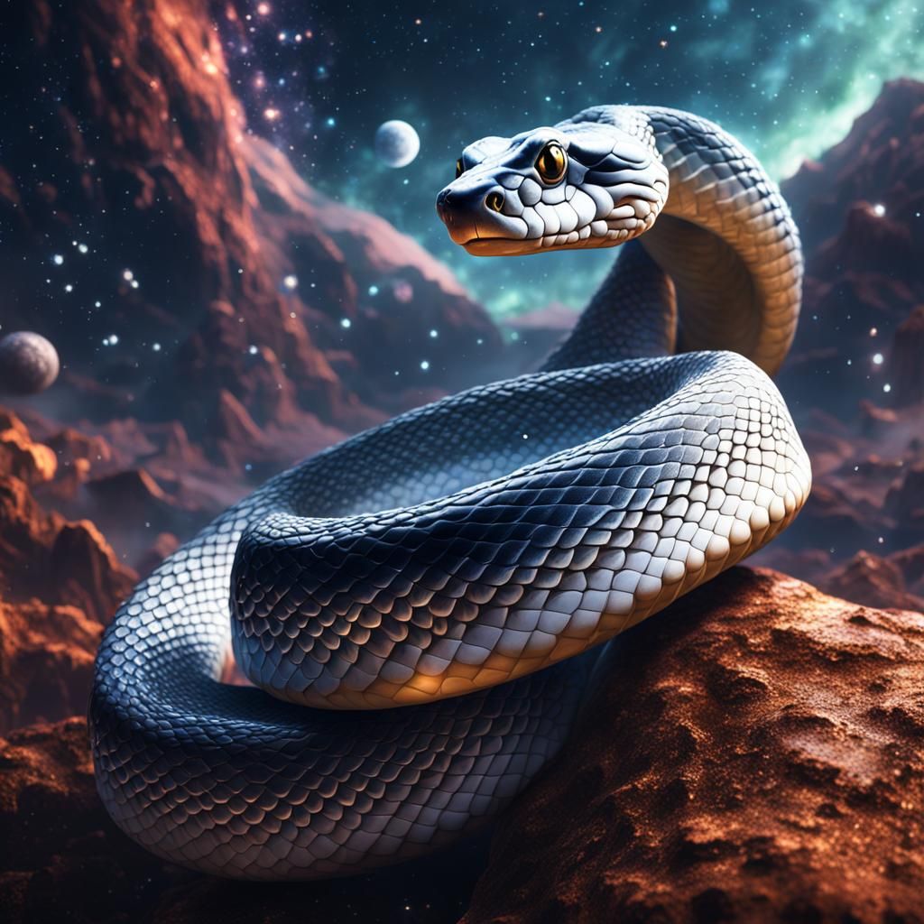 White Python Slithering Through the Stars