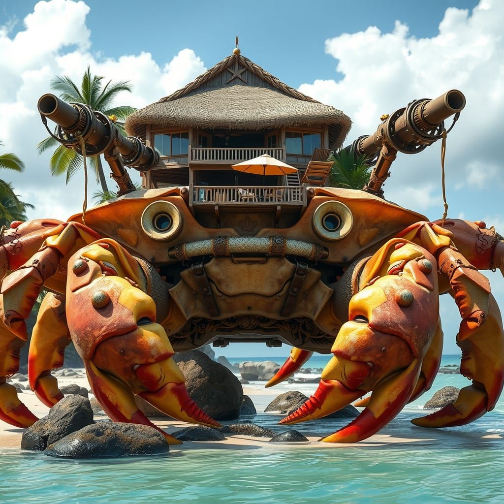 Colossal Crab Mobile Home on Coastline