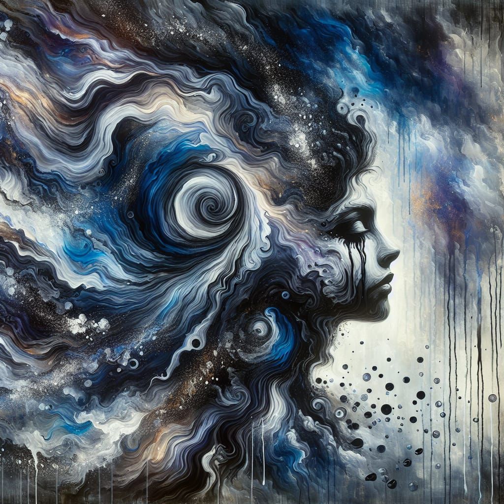 Ink Vortex Portrait in Dramatic Expressive Style