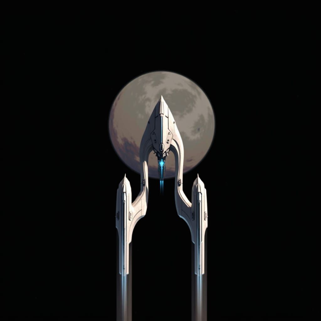 Futuristic Starship Soaring Through Space in Sci-Fi Style
