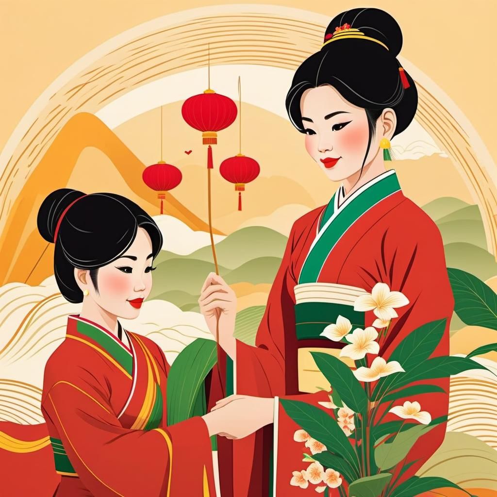 Vietnamese Animation Style Portrait with Bold Lines