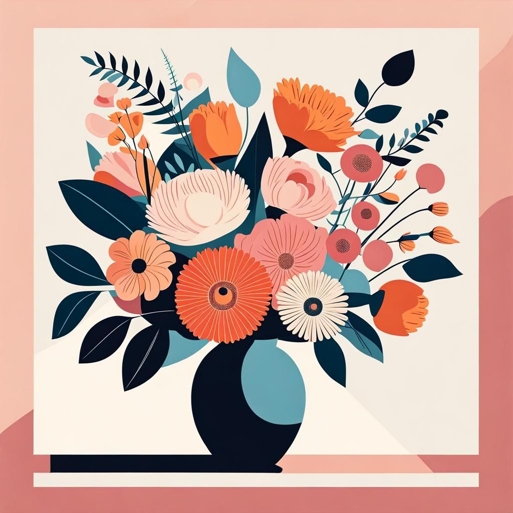 Minimalist Flower Bouquet in Pastel Colors