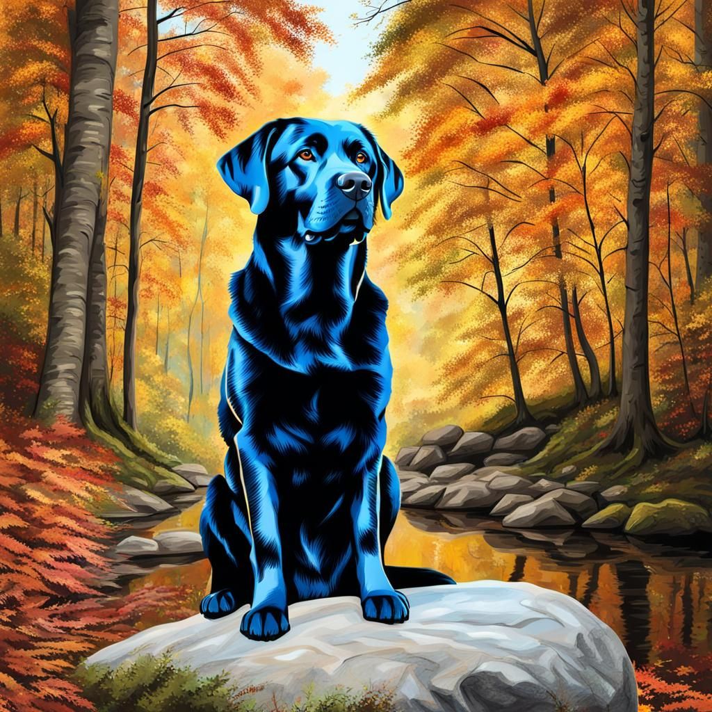 Labrador in Autumn Forest