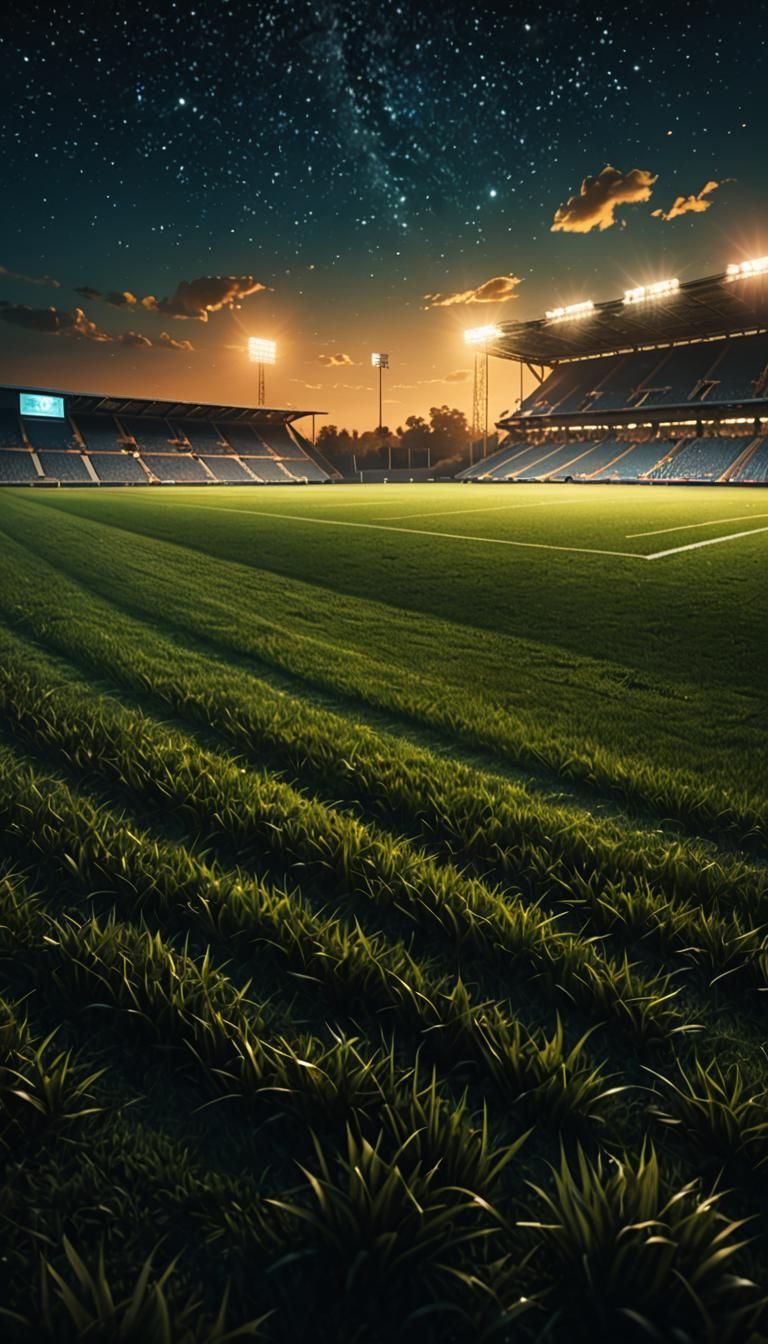 Dramatic Night Football Field Digital Matte Painting