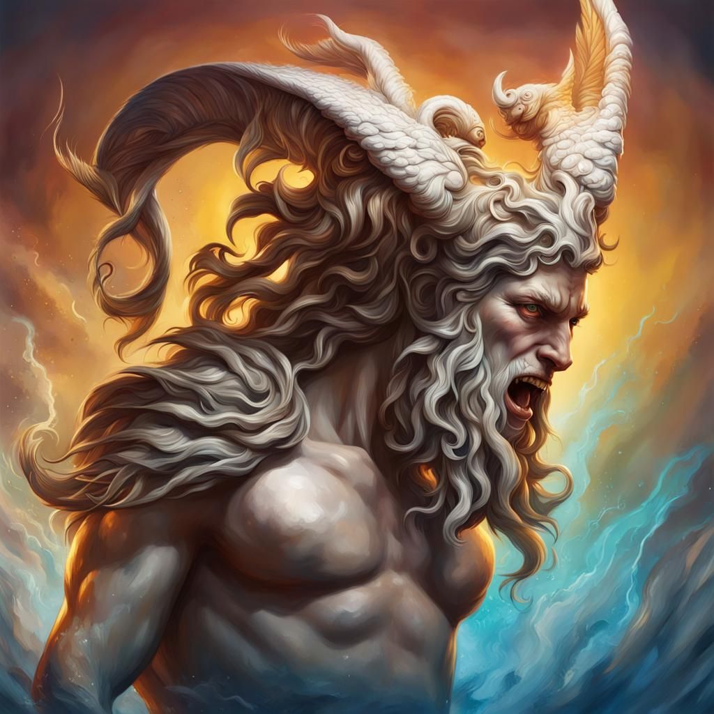 Hyperrealistic Greek Mythological Creatures in Splash Art