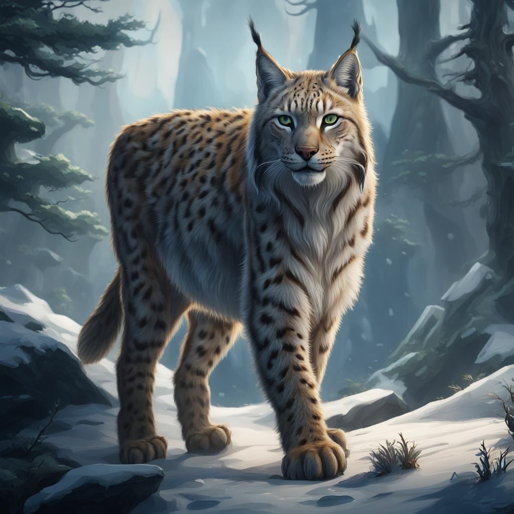 Fantastical Lynx Beauty in Detailed Digital Painting
