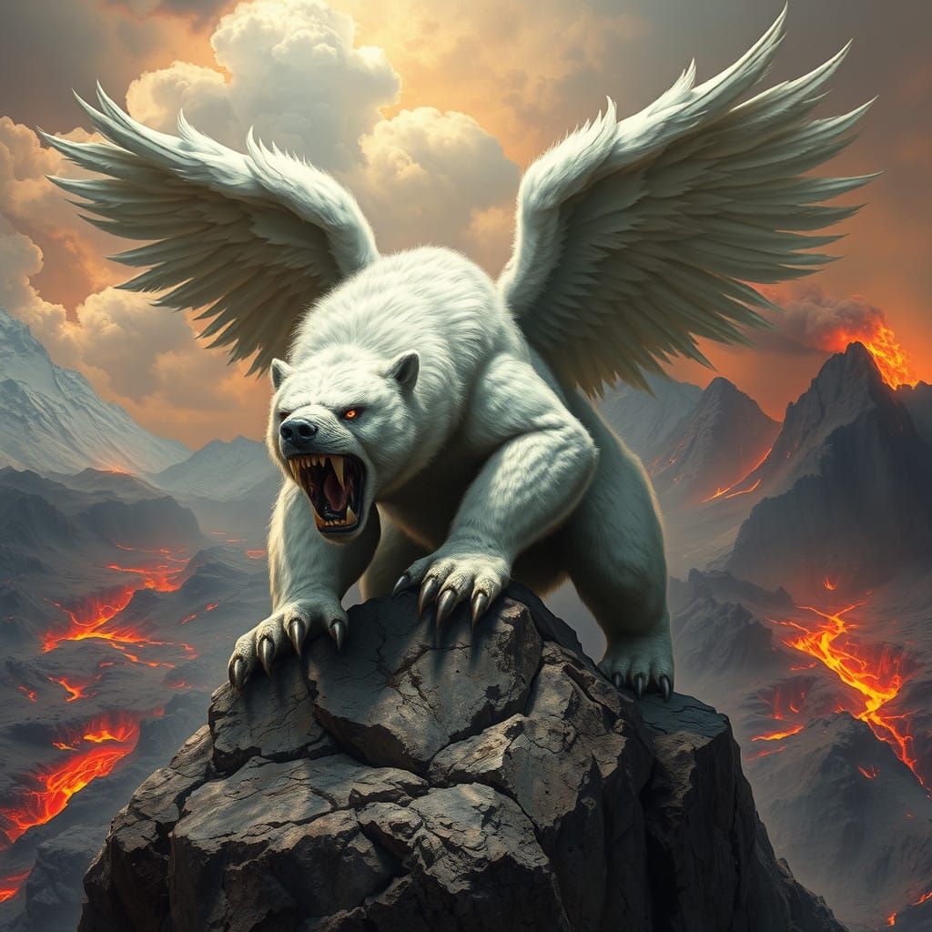 Fierce Angel Bear Monstrosity Reigns Supreme on Lava-Scarred...