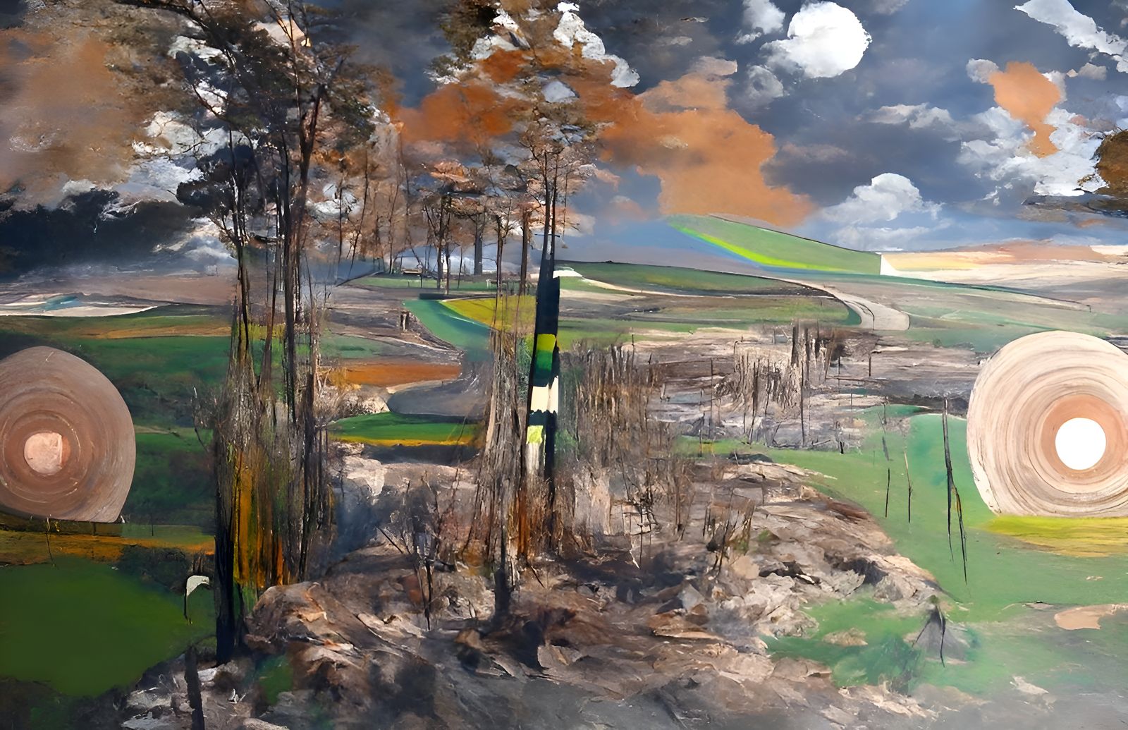 Kaleidoscopic Landscape with Winding Road