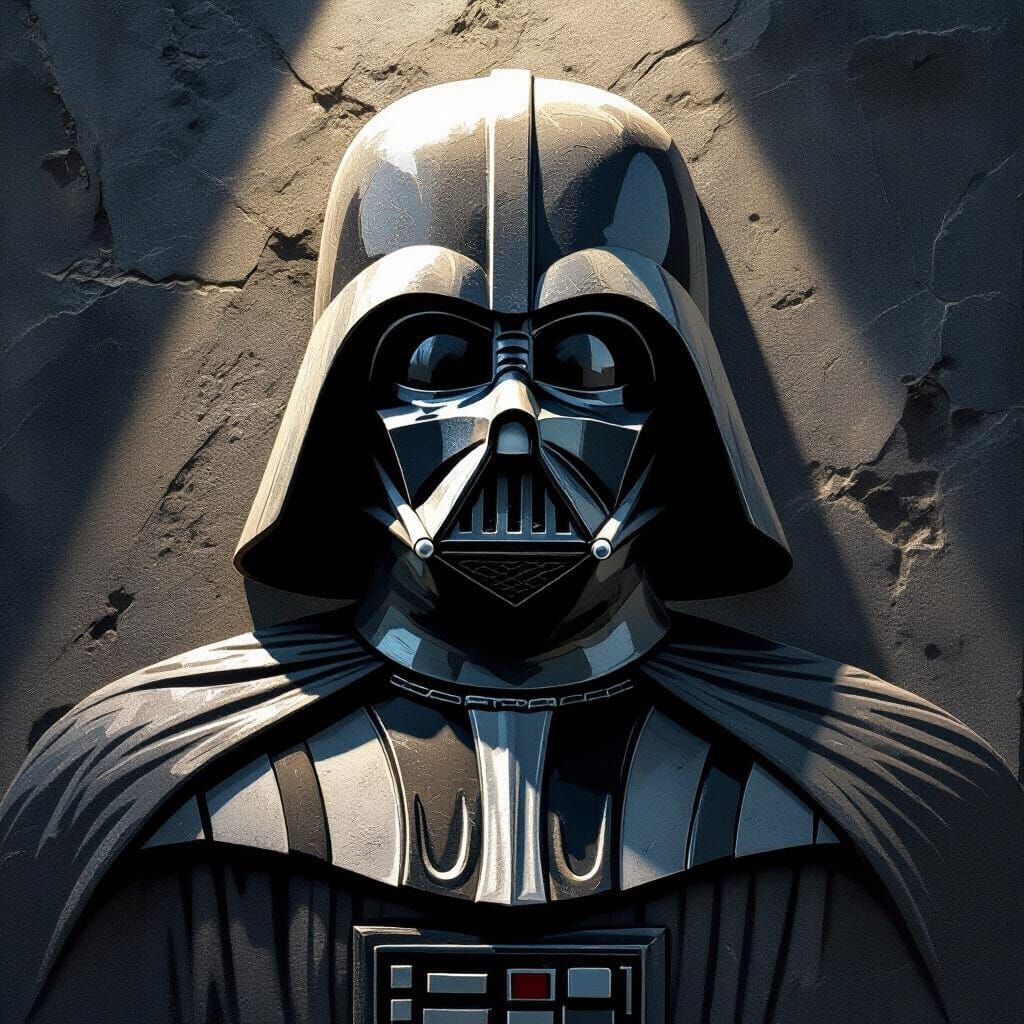 Darth Vader Bas-Relief Carving in Stone
