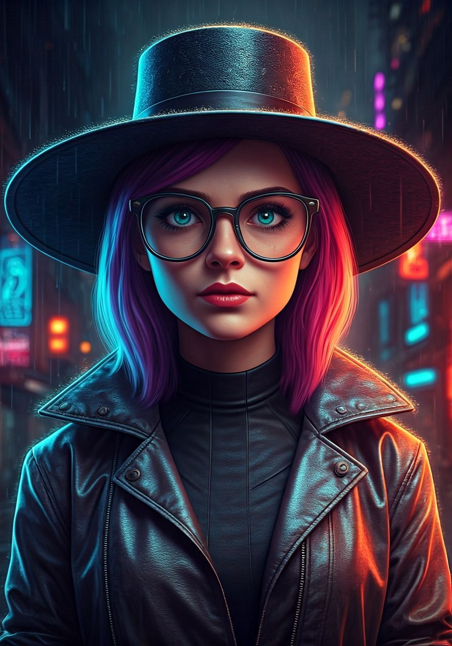 Cyberpunk Entomologist Scientist in Neon Alleyway