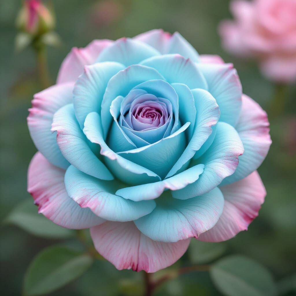 Dream Rose With Turquoise, Pink, and Lavender Petals