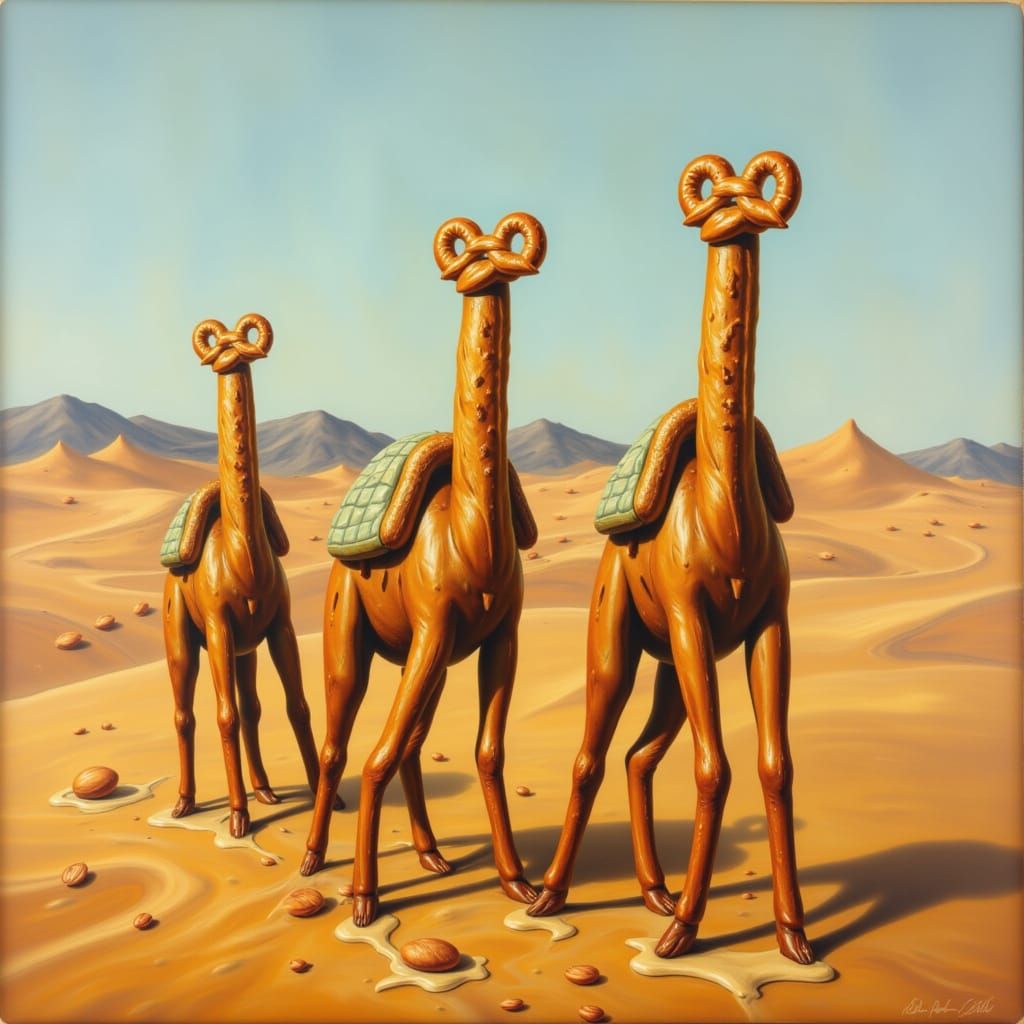 Camels Trekking Through a Vast Desert Landscape