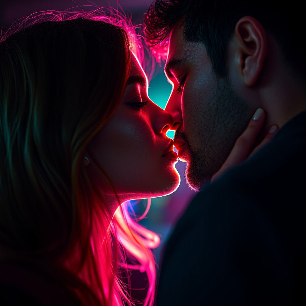 Rainbow Kiss in Hyperrealistic Digital Art