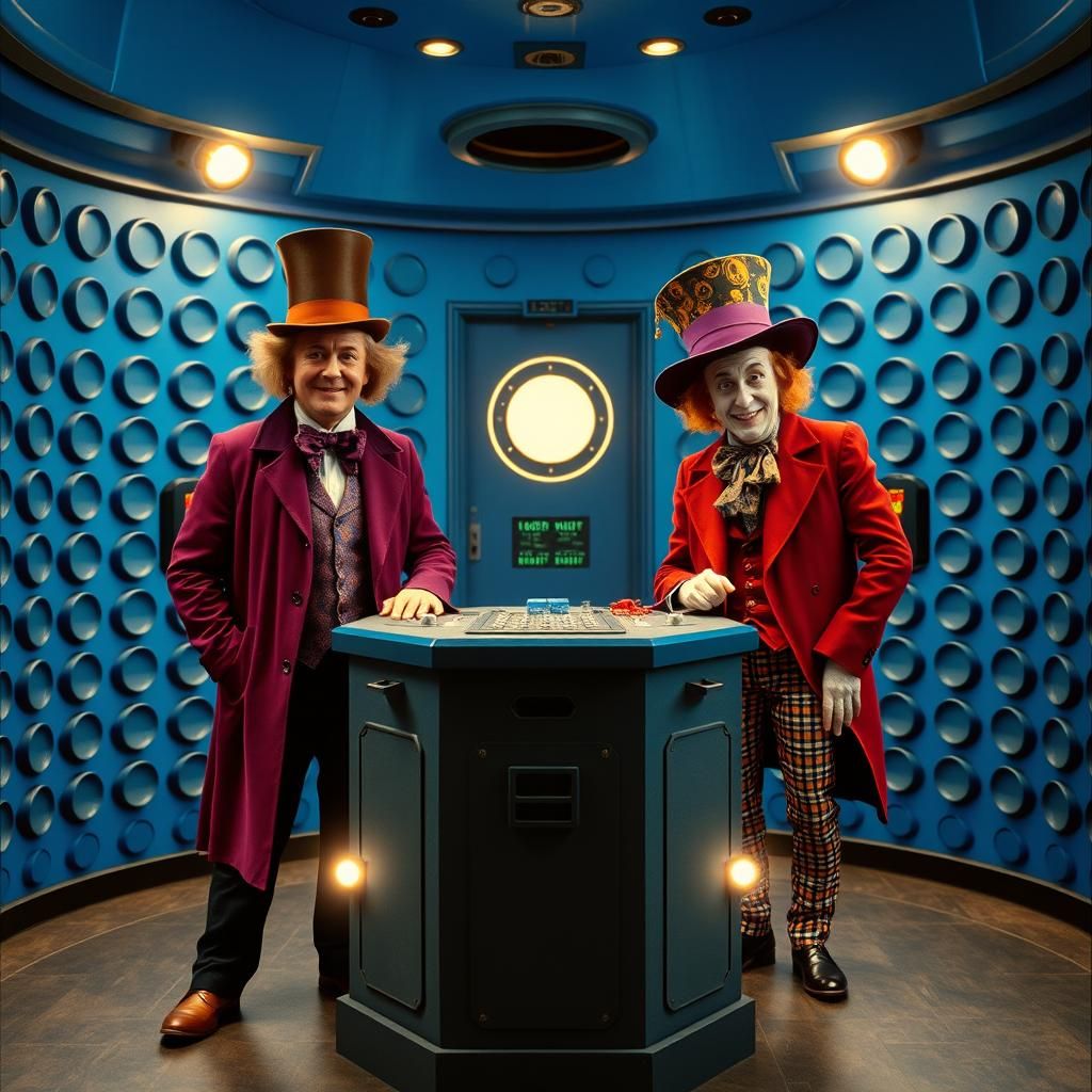 Wonka and Hatter in the TARDIS: Cinematic Adventure