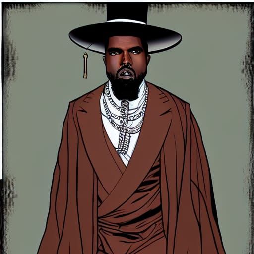 Hasidic Kanye West in Comic Book Art Style