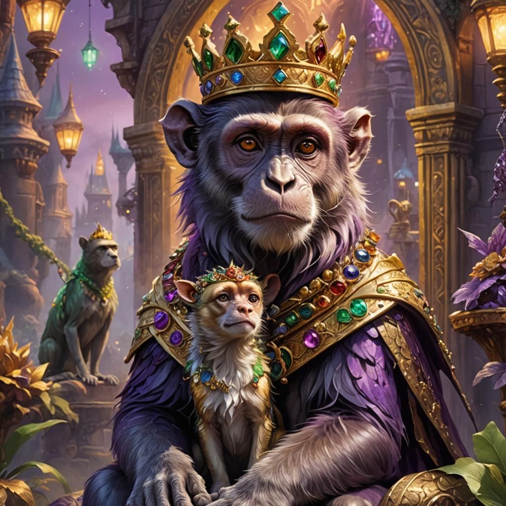 Monkey and Dog in a Fantasy World