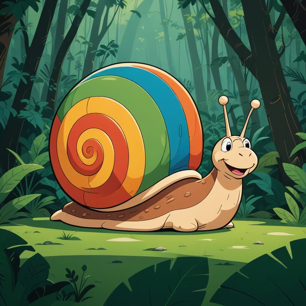 Friendly Snail in Hanna-Barbera Cartoon Style