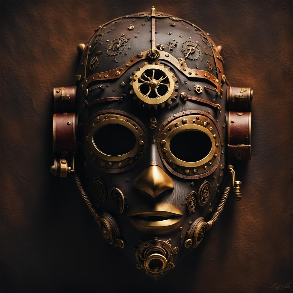 Steampunk Java Mask Portrait in Hyperrealism