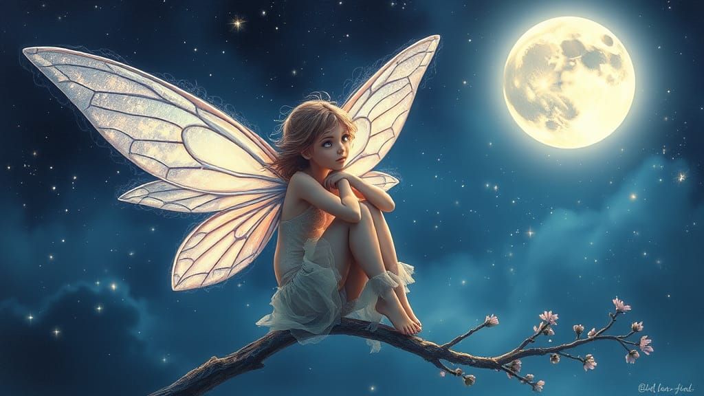 Fairy Portrait in Starry Night Sky