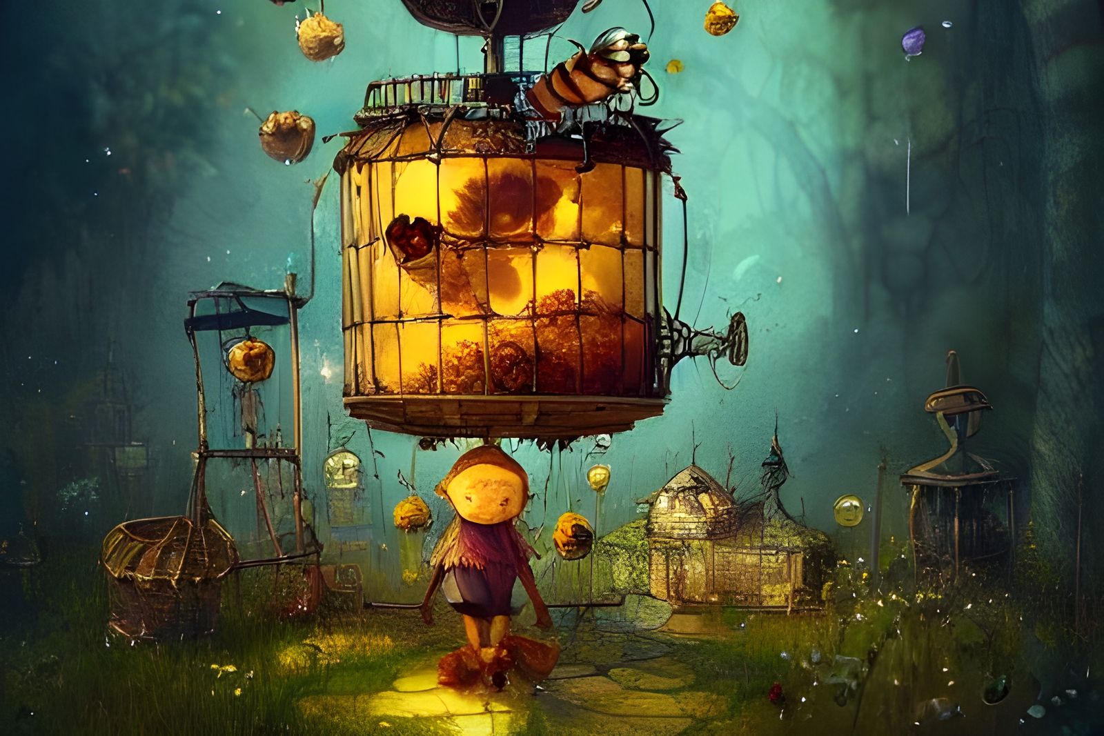 A honeypunk honey machine in a fairy world