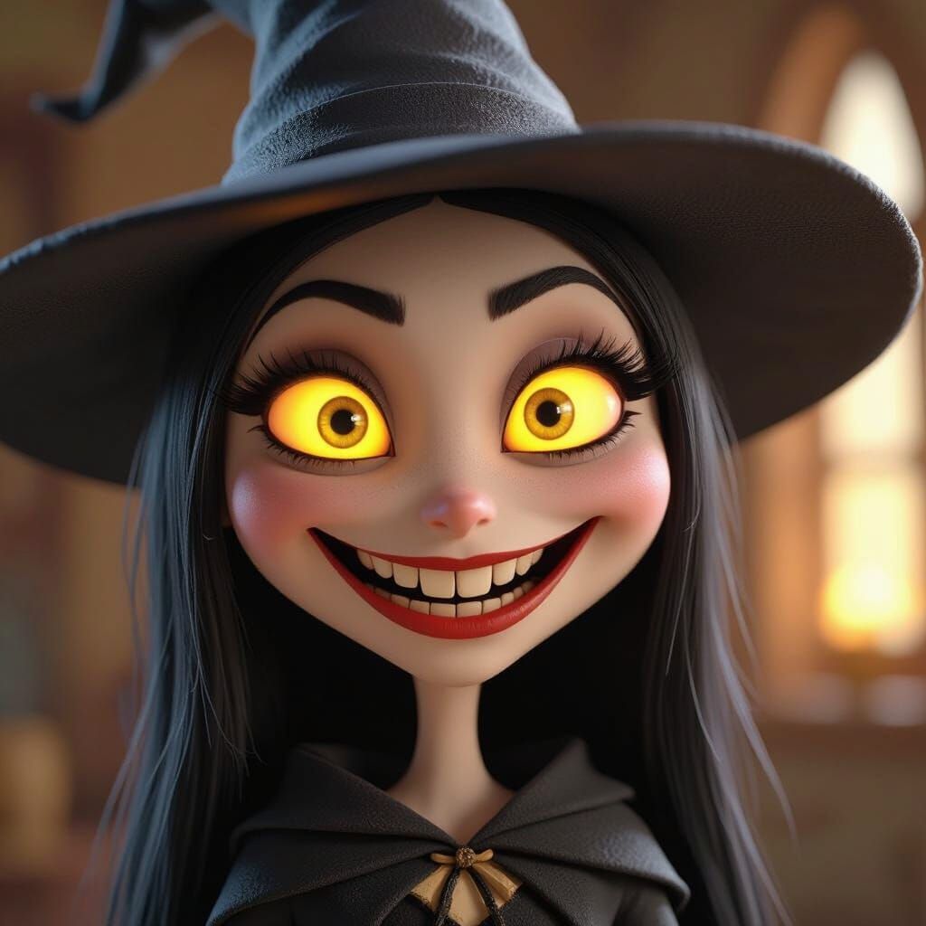 Lilith the Witch as a Stick Figure in 3D Animation Style