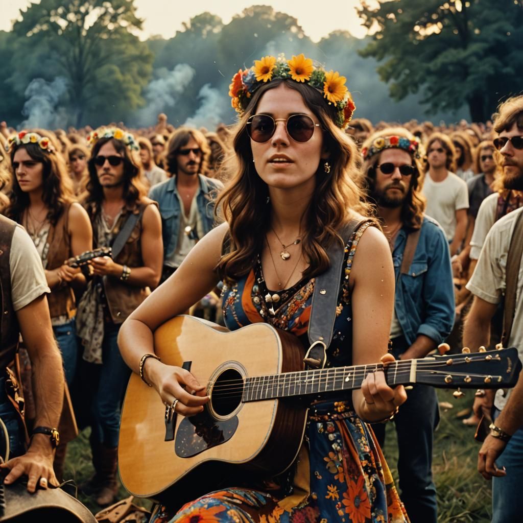 Groovy 1960s Singer with Acoustic Guitar