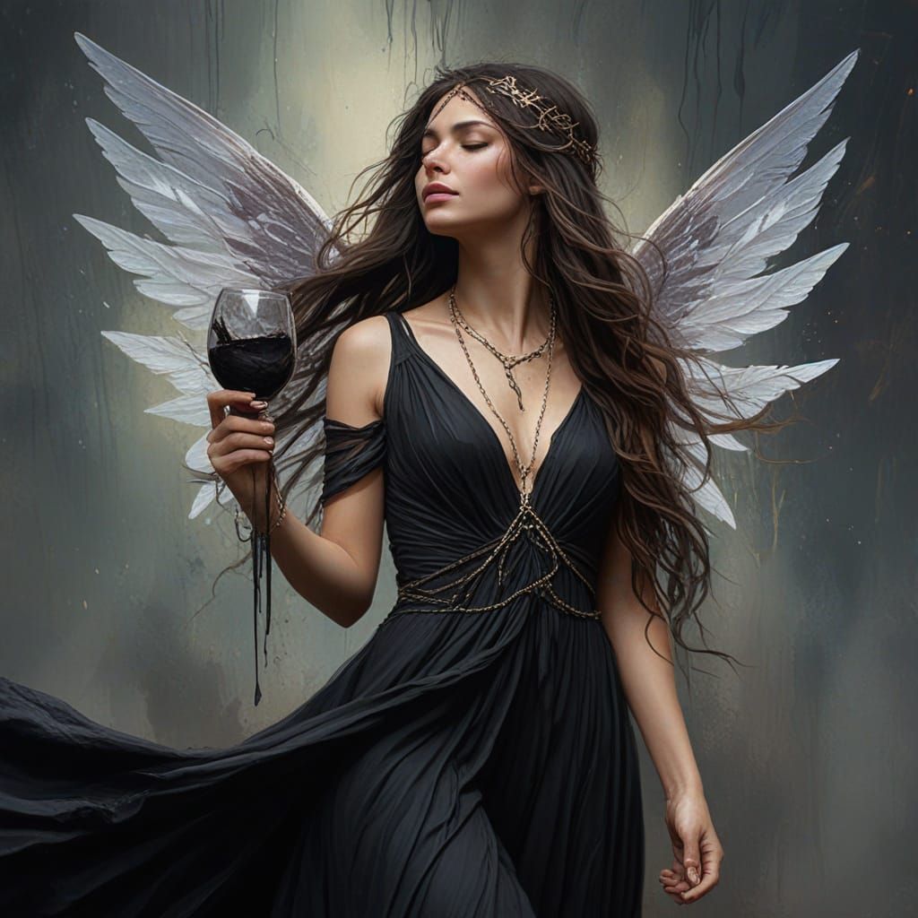 Dark Fairy with Orb in Matte Painting Style