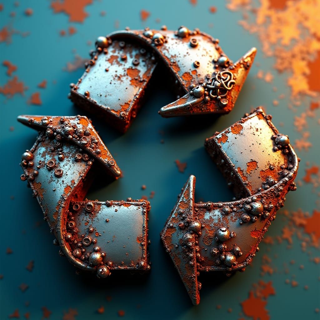 Scrap Metal Recycling Symbol in Photorealistic Style