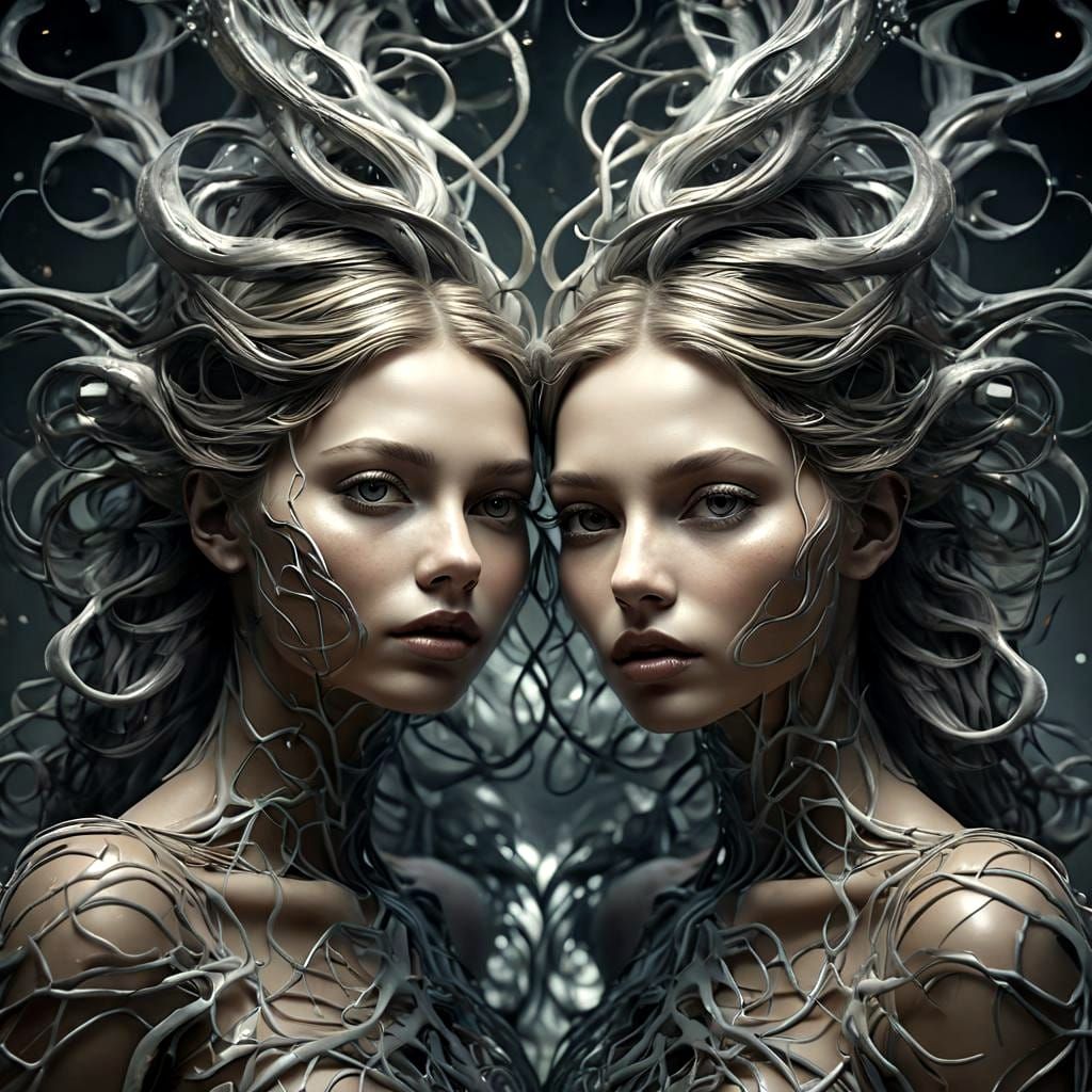 Magnetic Vision of Intertwined Female Shapes