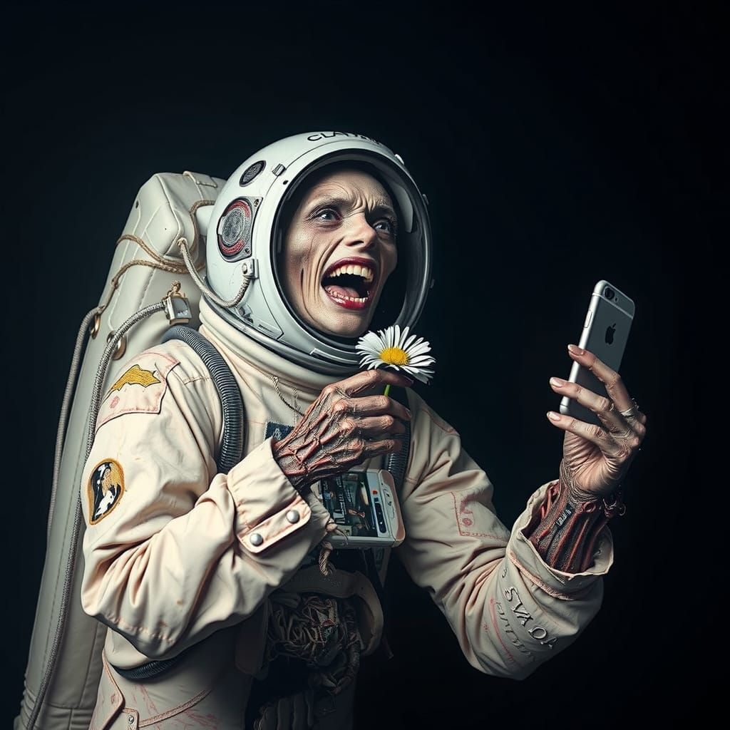 Astronaut's Decayed Body Floats in Dark Space