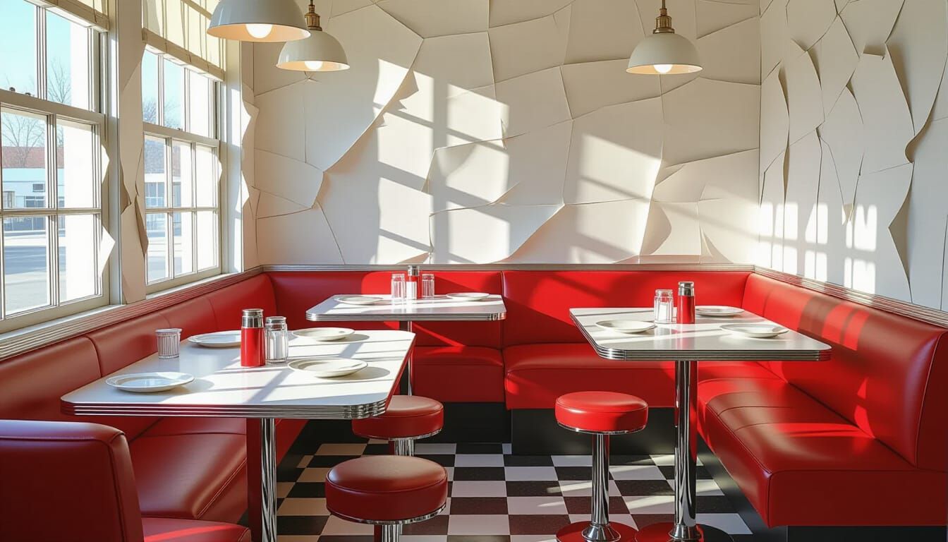 Vintage Diner Crafted from Textured Paper