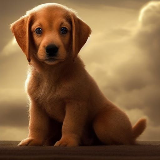 Cute Puppy Digital Matte Painting