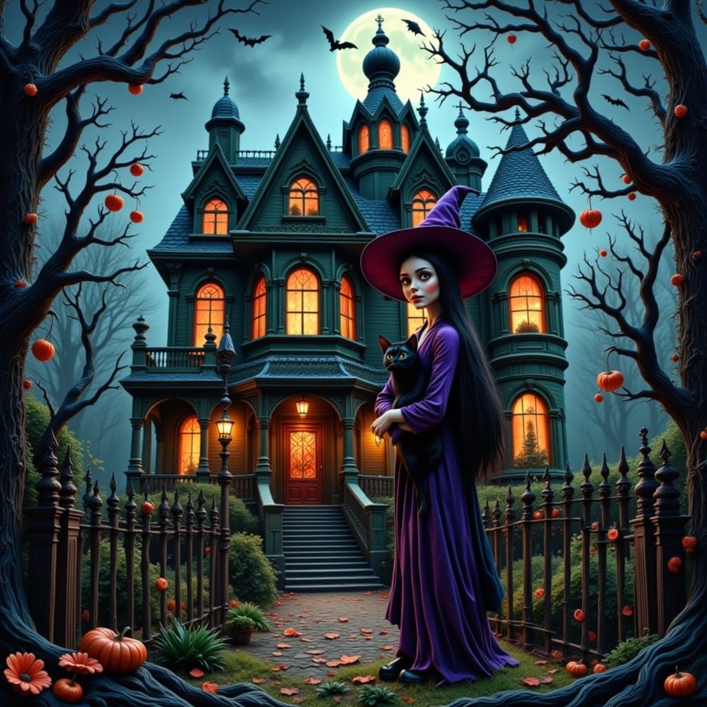 Haunted Mansion Vet Clinic: Witch and Cat Ad