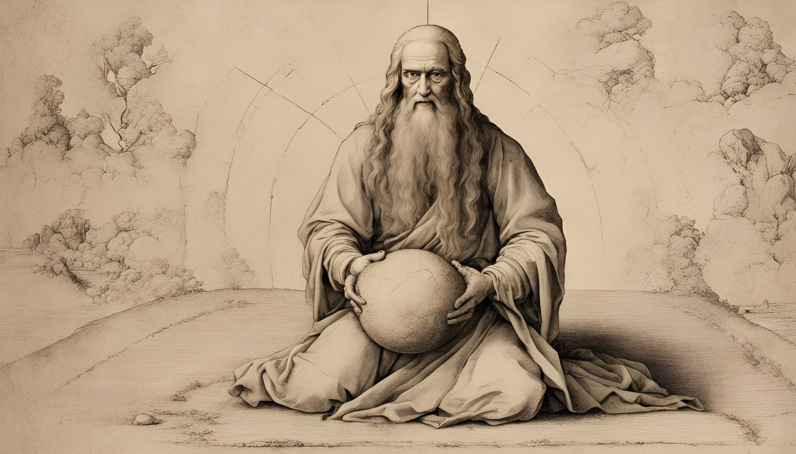 Leonardo Da Vinci Atlas Holding Earth Boulder