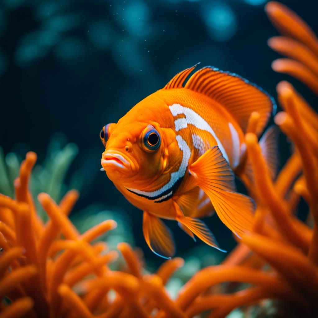 Orange Fish in Underwater Garden: Photography