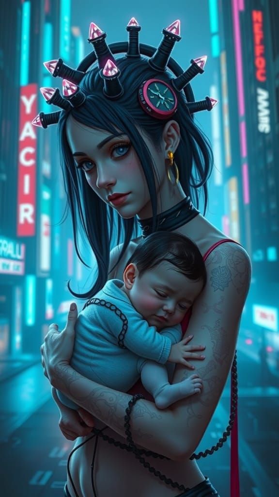 Cyberpunk Princess in a Neon Dreamscape