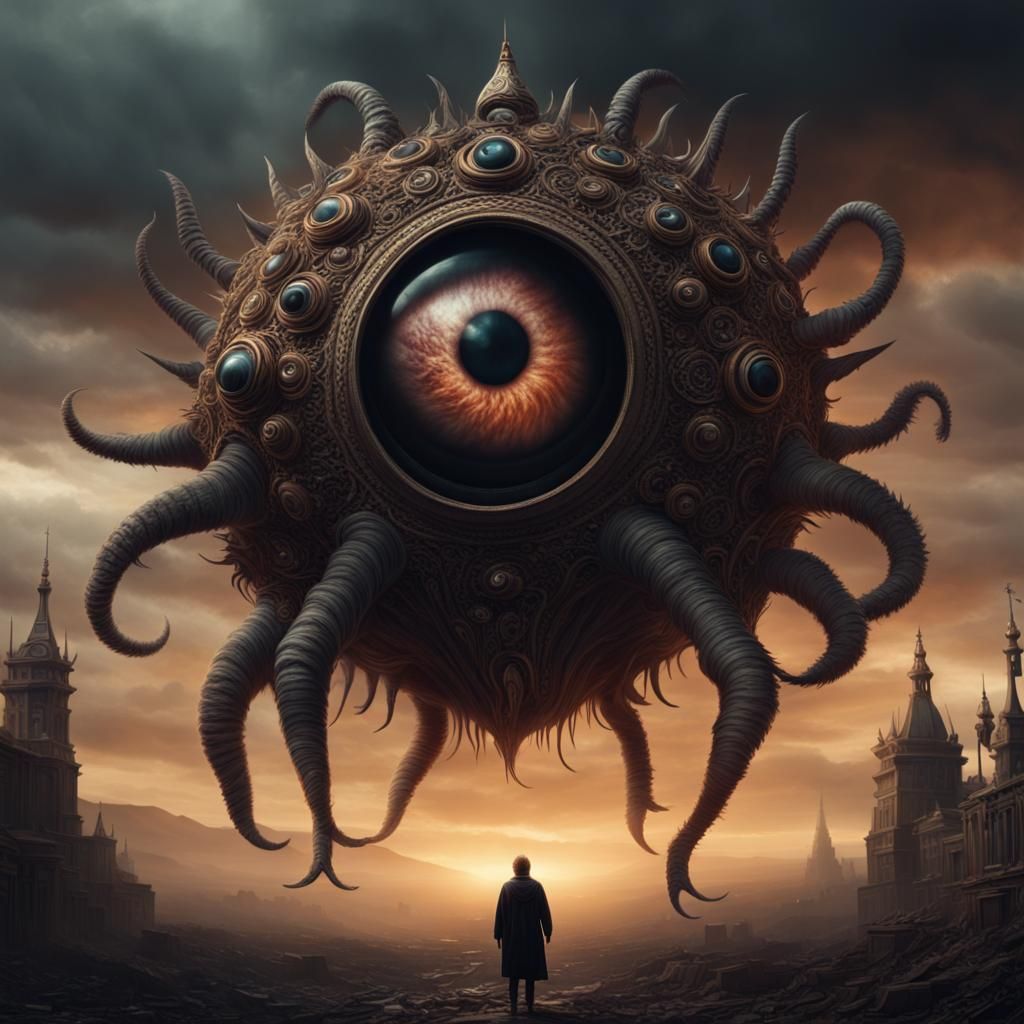 Epic One-Eyed Beholder Digital Matte Painting