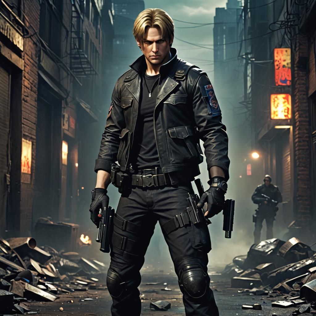 Leon Kennedy in Gritty, Post-Apocalyptic Setting