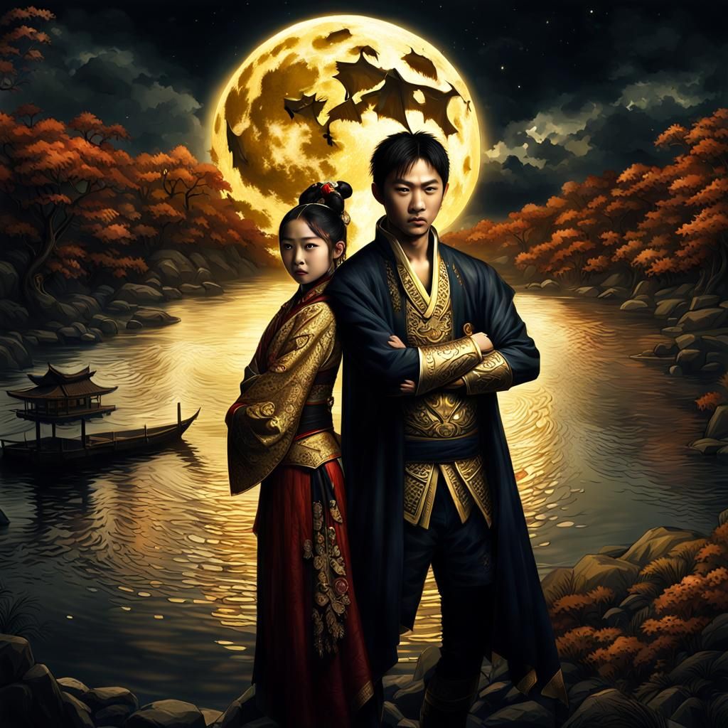 Golden-Eyed Warriors Under the Moon