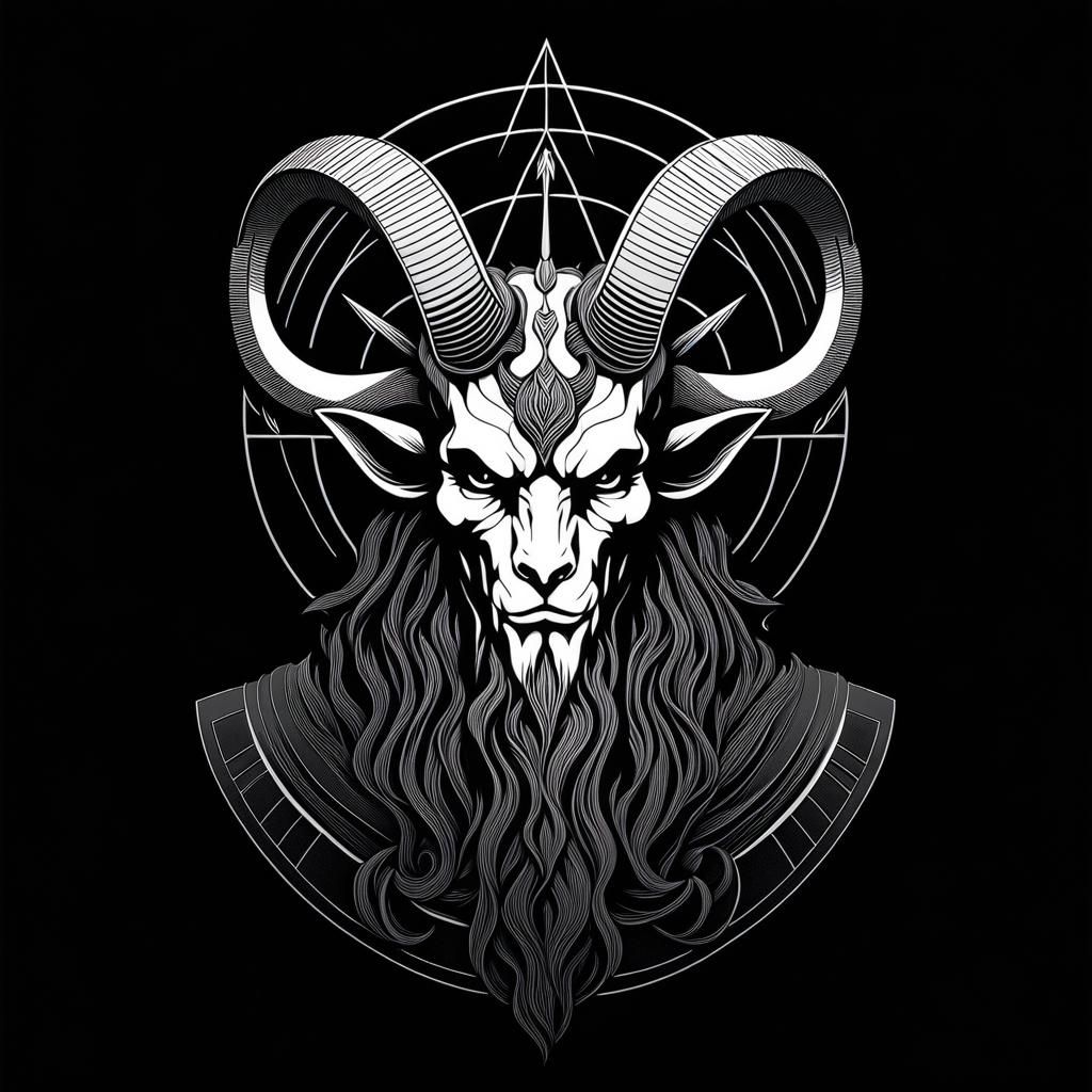 Minimalist Line Art Portrait of Baphomet