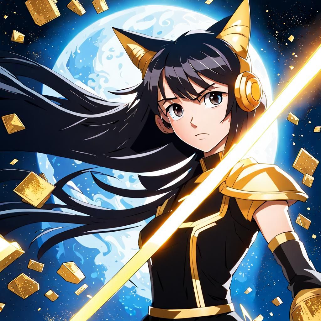 Cosmic Battle: Girl Caught Between Opposing Forces