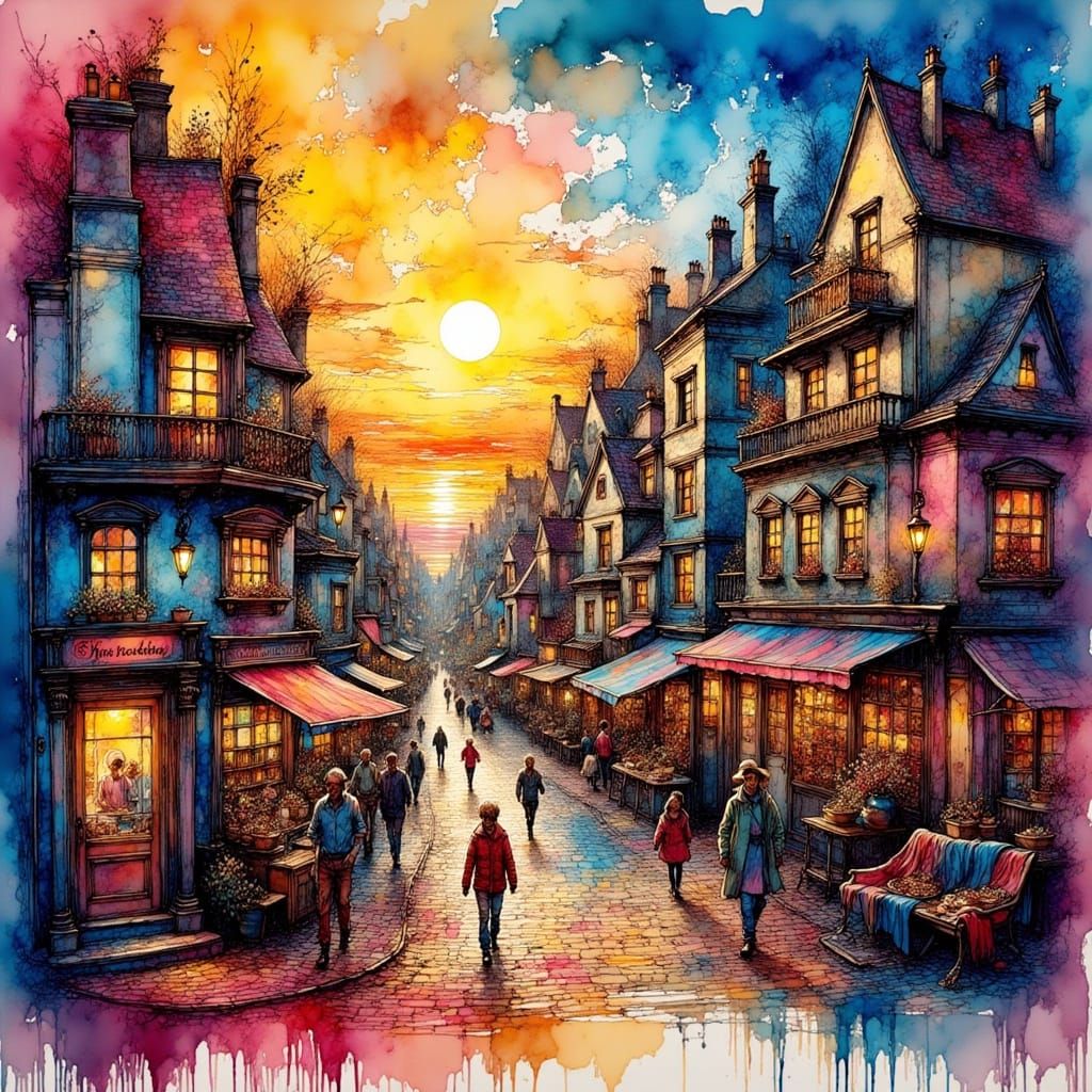 Cityscape in Post-Impressionist Style