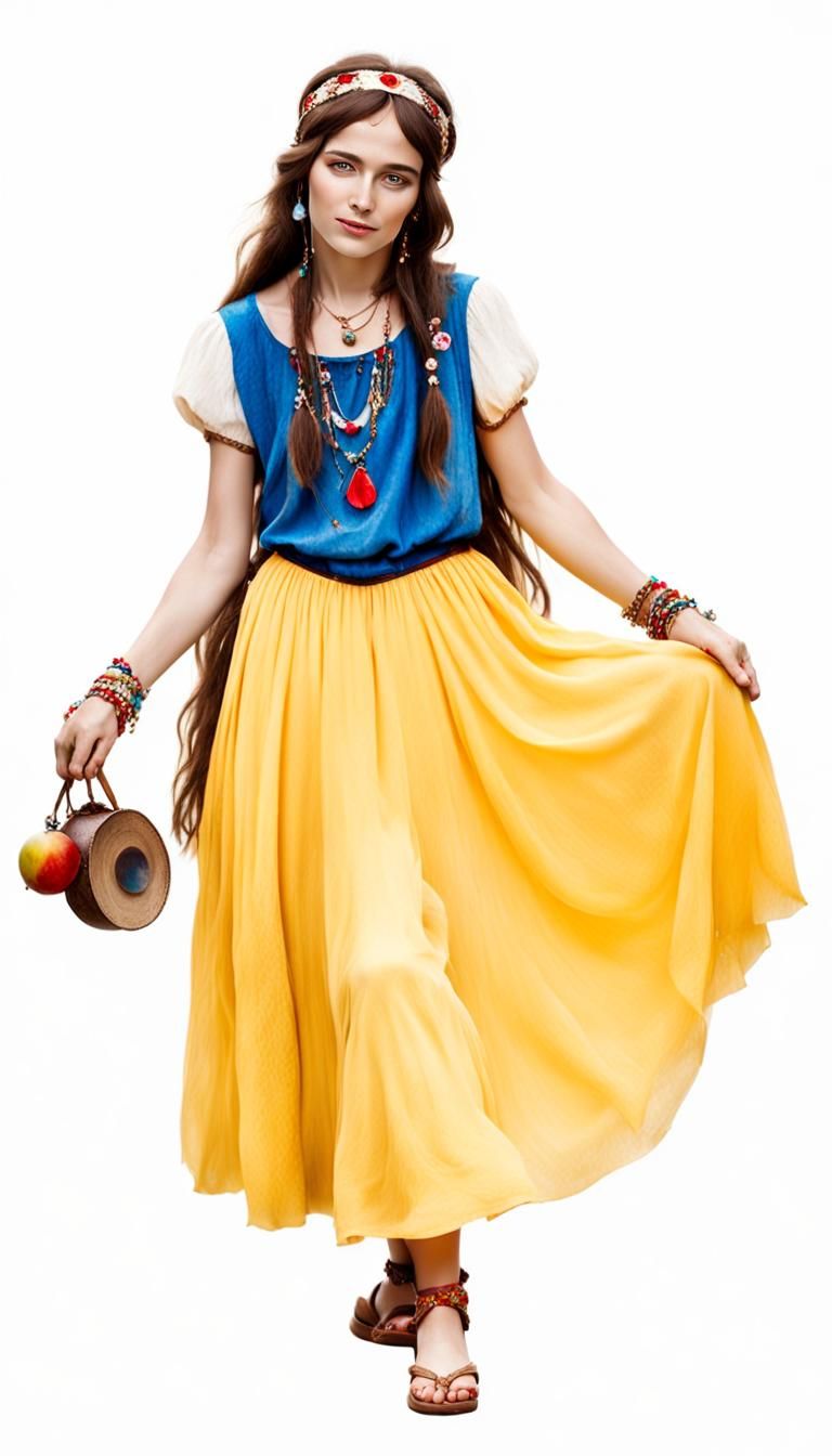 Snow White as Hippie in Aged Photograph