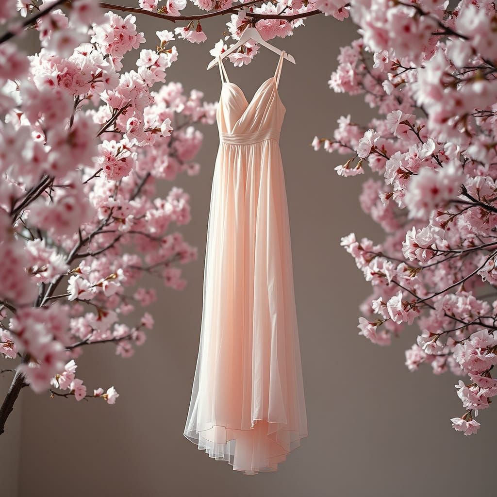 Pastel Gown in Cherry Blossom Sanctuary