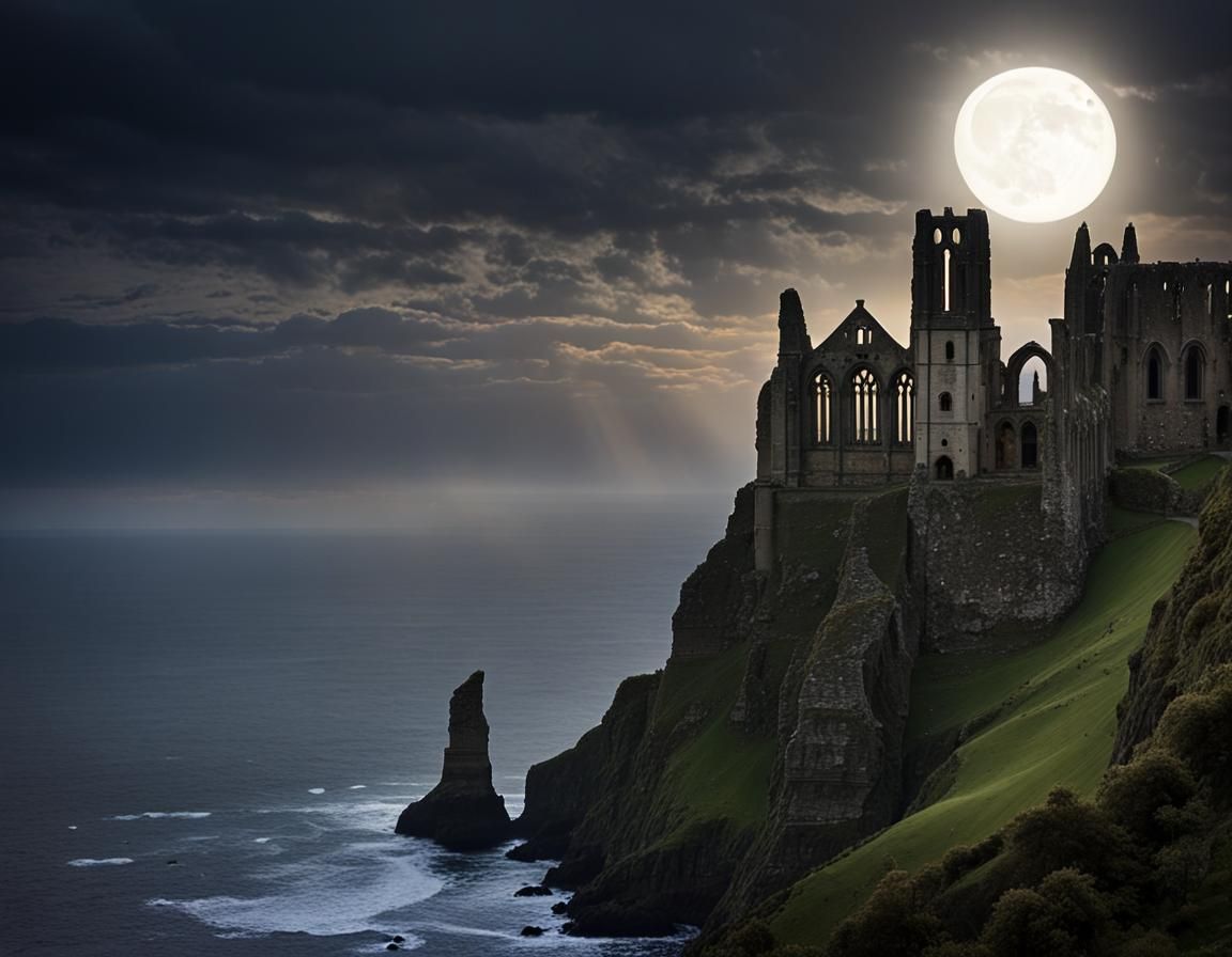 Majestic Solar Eclipse Over Medieval Abbey